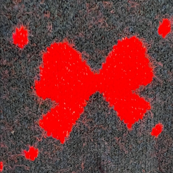 THML Veronica Bow Pattern V-Neck Sweater Vest Navy and Red NWT Size S - Picture 7 of 15